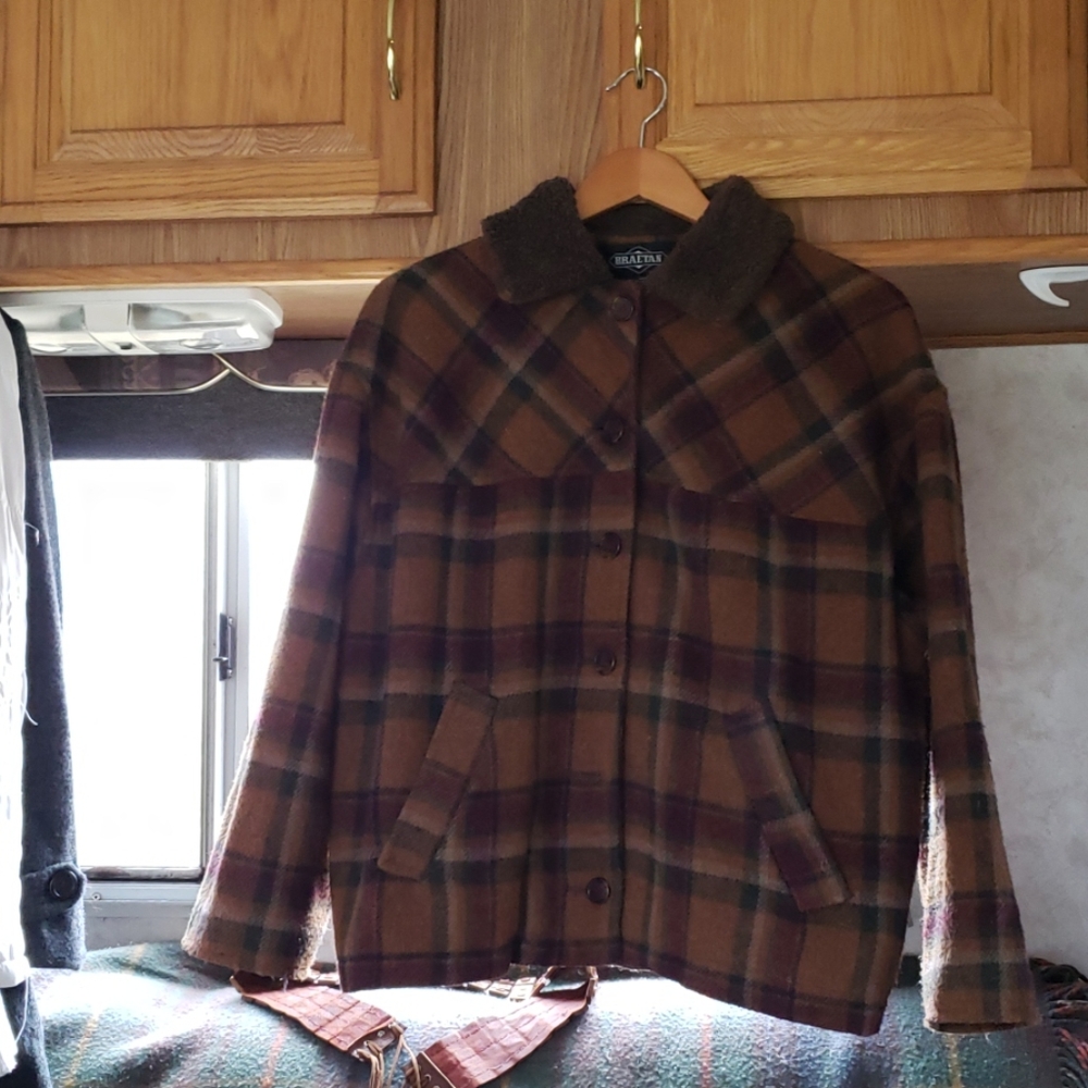 Plaid Wool Blend Peacoat